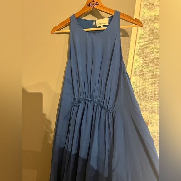 3.1 Phillip Lim Aegean Blue Silk Gathered Waist Dress (Size 8) - Picture 6 of 9